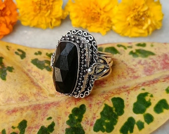 Mother gift ring Poison ring Natural Black Onyx Ring 925 Sterling Silver Plated Handmade Ring Operable Poisoner Ring