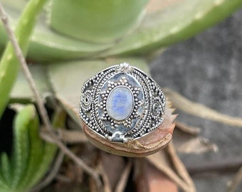 Mother day gift, Natural Moonstone Ring, 925 Sterling Silver Plated Handmade Ring, Openable Poison Ring, Poison ring,Designer Rings For Gift
