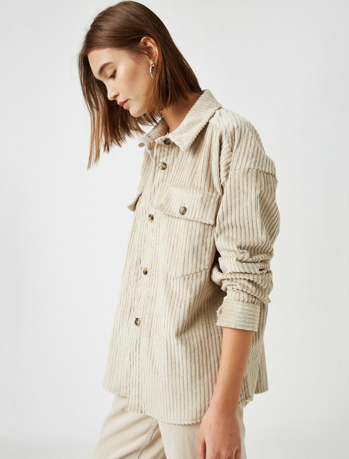 corduroy shacket outfit