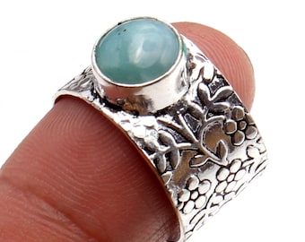 Anello larimar 925 Sterling Silver Ring, larimar Gemstone Jewelry, Miglior regalo per la mamma, Miglior regalo per lei, Gioielli fatti a mano, Taglia 7.5 AA 596