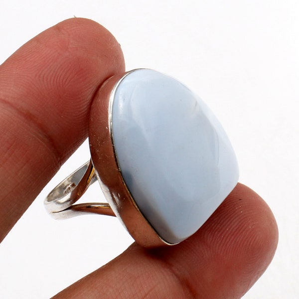 Owyhee Blue Opal Ring 925 Sterling Silver Ring, Owyhee Blue Opal Gemstone Jewelry, Best Gift For Mom, Best Gift For Her,  8 AA 635
