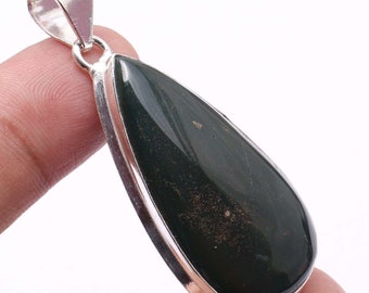 Bloodstone Pendant 925 Sterling Silver Pendant, Bloodstone Gemstone jewelry best gift for mom Best Gift For Her Size 2.1 US N 362