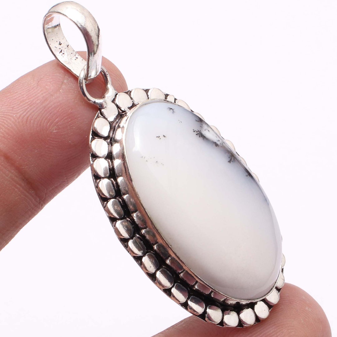 Collier Opale Dendrite - Pendentif Rond - Argent 925 Plaqué - Neuf Avec étiquettes - Tres.Or