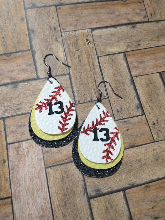 Custom Baseball Earring. Faux Leather Earrings With HTV Etsy