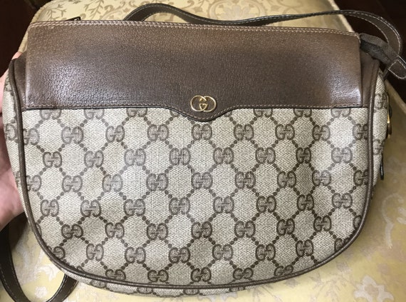 Gucci Vintage Brown GG Monogram Shoulder Crossbody Bag