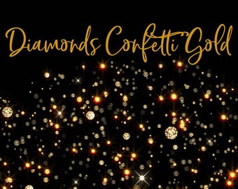 Diamonds Confetti Gold Color - sparkly 5 PNG Transparent Overlays High Resolution -  Instant Download Digital Clip art