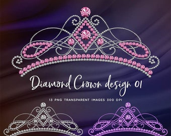 Diamond Crown design 01 - 13 PNG Transparent Images High Resolution -  Instant Download Digital Clipart