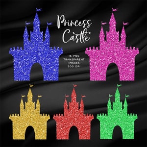 Princess Glitery Castle Glitter Texture - 16 Different Colors PNG Transparent Images High Resolution - Instant Download Digital Clipart