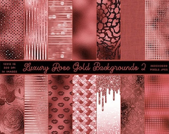 Luxury Rose Gold Backgrounds Vol2 Glitter Foil Texture Digital Paper - 14 High Resolution Images - Instant Download Digital Clip art