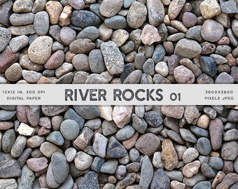 River Rocks Photograph Texture Digital Paper for Text, Objects, Backgrounds  - Instant Download Digital Clipart