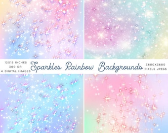 Sparkles Rainbow Backgrounds - Textures High Resolution Images - Instant Download Digital Clip art