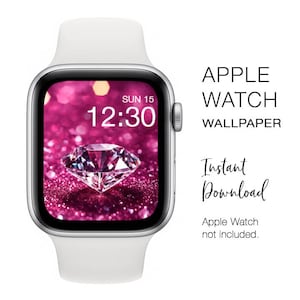 Apple Watch WALLPAPER - Clear Diamond on Pink Glitter Sparkly Diamond Edelstein - Sofort Download - Uhr Hintergrund Apple Watch Gesicht Design