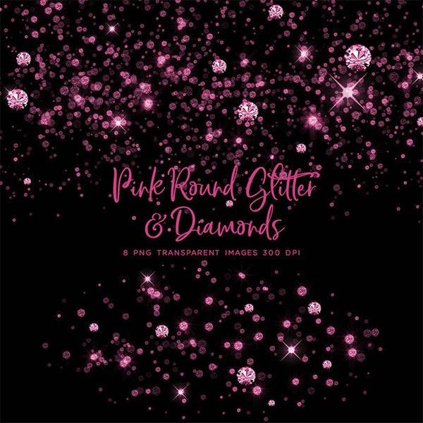 Rosa runt glitterdamm och diamanter 01 - glittriga 8 PNG transparenta överlägg hög upplösning - direkt nedladdning digital clipart