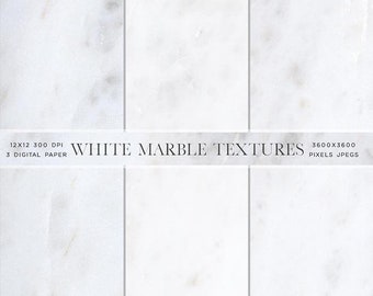 3 Soft White Marble Textures Backgrounds Digital Paper -  Instant Download Digital Clipart