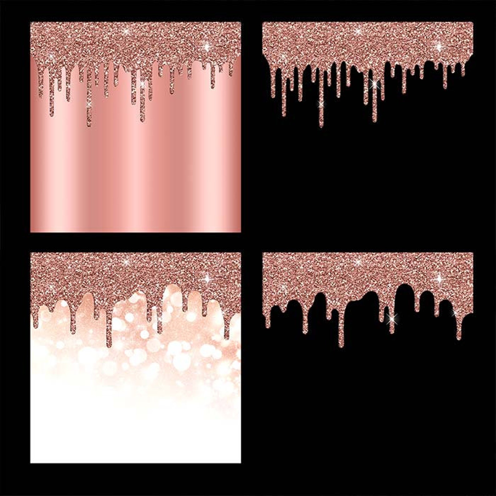Rose Gold and Glitter Drips Backgrounds & PNG Transparent Etsy UK