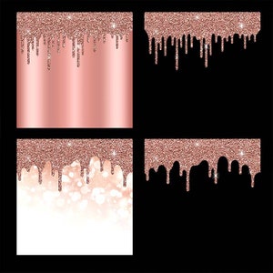 Rose Gold And Glitter Drips Backgrounds & PNG Transparent Images High Resolution Instant Download Digital Clipart image 2