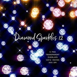 Diamond Sparkles GroupNo.12 sparkly sparkles with glow 5 PNG Transparent Overlays High Resolution -  Instant Download Digital Clip art