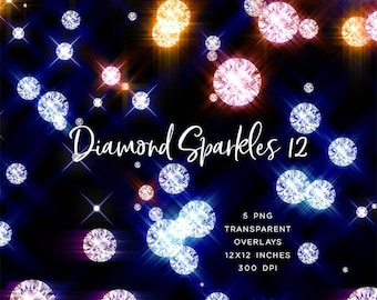 Diamond Sparkles GroupNo.12 sparkly sparkles with glow 5 PNG Transparent Overlays High Resolution -  Instant Download Digital Clip art