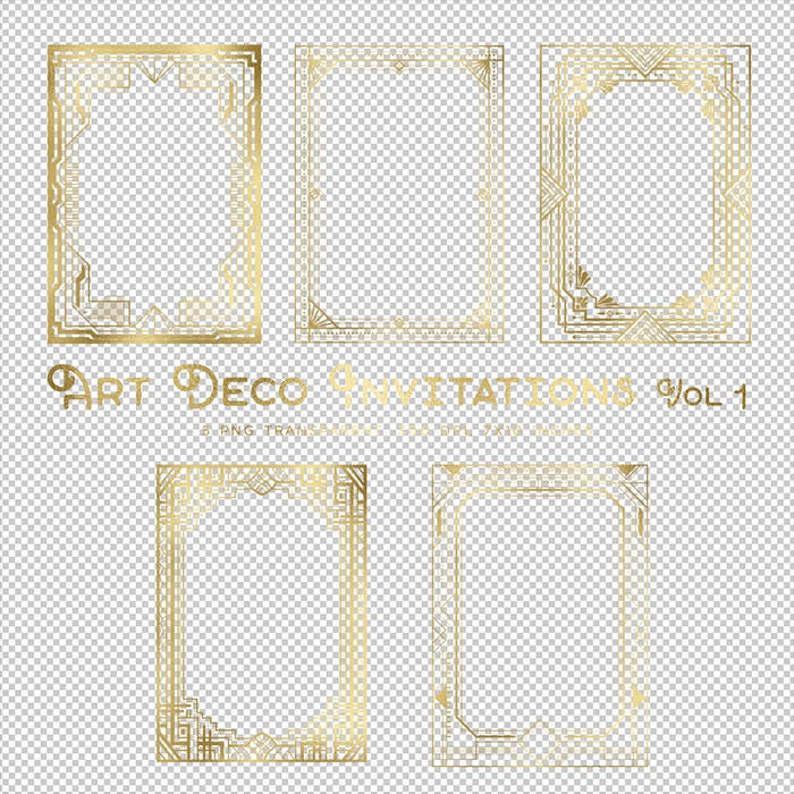 Art Deco Invitations Volume1 Posters Frames Clip Art - Gold Frames 5 ...