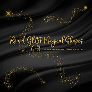 Glitter rotondo Forme magiche Polvere Oro 01 - 10 PNG Sovrapposizioni trasparenti Alta risoluzione - Download immediato Clip art digitale