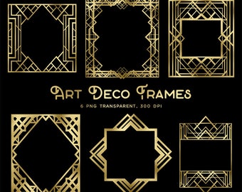 Art Deco Frames Clip Art - Gold Frames 6 PNG Transparent Images High Resolution -  Instant Download Digital Clipart
