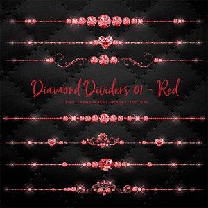 Red Diamond Dividers Clip Art gemstone - 7 PNG Transparent Images High Resolution -  Instant Download Digital Clipart
