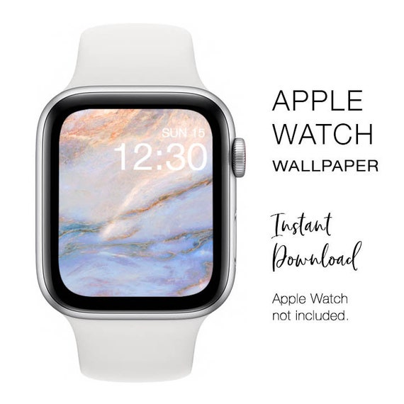Apple Watch WALLPAPER Rose Gold Marble With Blues Instant
