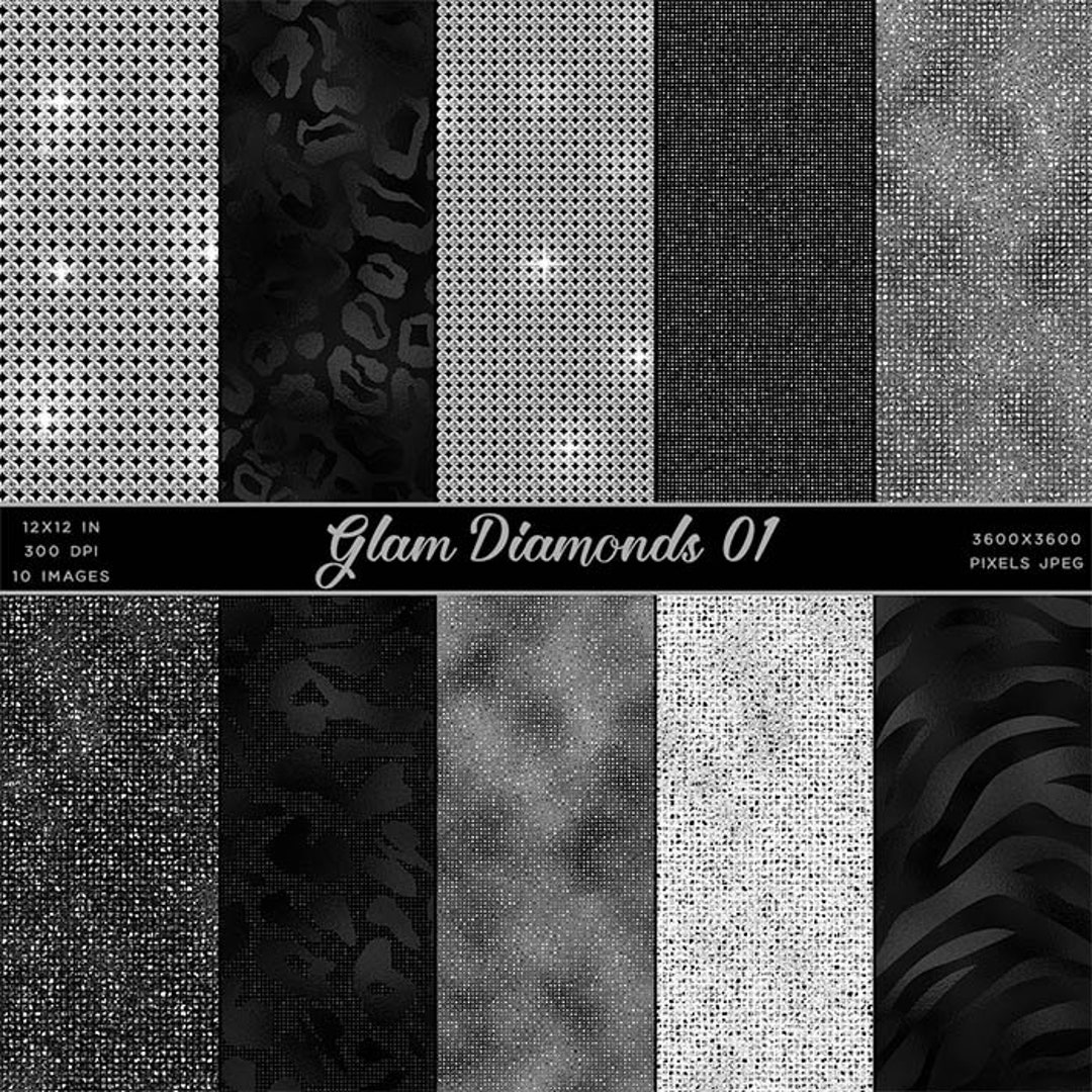 Glam Diamonds 01 Silver Glitter Texture Digital Paper Animal Prints ...