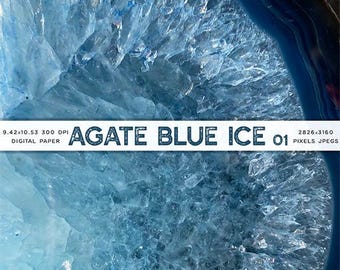Agate Blue Ice Gemstone Crystal Gem Photograph Texture Digital Paper for Backgrounds Instant Download Digital Clip art