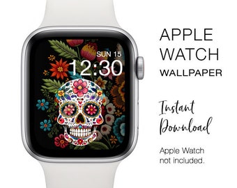 Apple Watch WALLPAPER - Sugar Skulls 2 dia de los muertos Mexican - Instant Download - Watch Background Apple Watch face design
