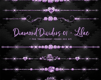 Lilac Diamond Dividers Clip Art gemstone - 7 PNG Transparent Images High Resolution -  Instant Download Digital Clipart