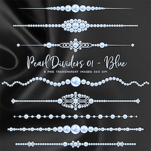 Blue Pearl Dividers 01 Clip Art gemstone - 8 PNG Transparent Images High Resolution -  Instant Download Digital Clipart