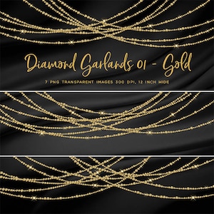 Diamond Garlands Gold Clip Art diamonds hanging gemstone - 7 PNG Transparent Images High Resolution Instant Download Digital Clip art