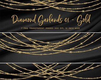 Diamond Garlands Gold Clip Art diamonds hanging gemstone - 7 PNG Transparent Images High Resolution Instant Download Digital Clip art