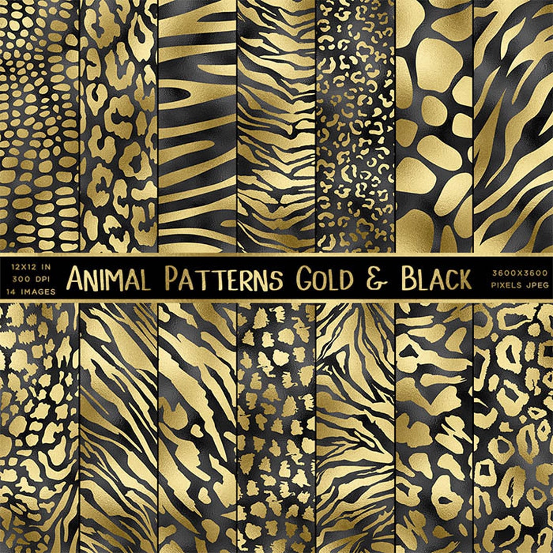 Animal Patterns Gold and Black Texture Zebra Cheetah - 14 Backgrounds ...