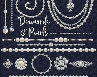 Luxury Diamonds & Pearls Clip Art gemstone - 16 PNG Transparent Images High Resolution -  Instant Download Digital Clipart