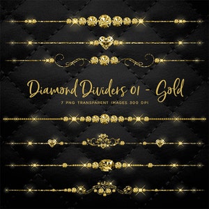 Gold Diamond Dividers Clip Art gemstone - 7 PNG Transparent Images High Resolution -  Instant Download Digital Clipart
