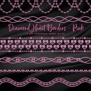 Diamonds Heart Borders (Pink Diamond) Clip Art gemstone - 10 PNG Transparent Images High Resolution -  Instant Download Digital Clipart
