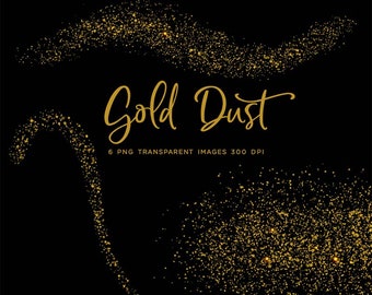 Gold Dust 01 - 6 PNG Transparent Overlays High Resolution -  Instant Download Digital Clip art