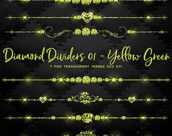 Yellow Green Diamond Dividers Clip Art gemstone - 7 PNG Transparent Images High Resolution -  Instant Download Digital Clipart