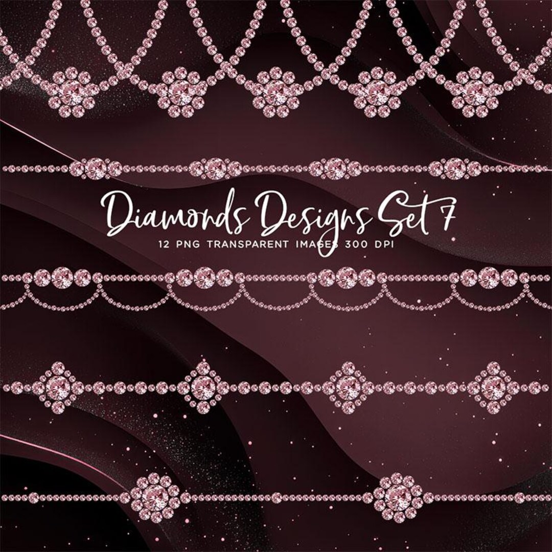 Luxury Pink Diamonds Clip Art Sparkly Bling Gemstone Set 7 - 12 PNG ...