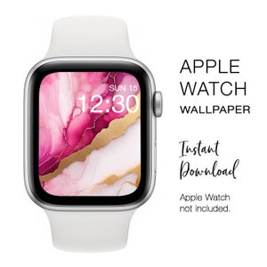 Apple Watch WALLPAPER - Abstract Ink Texture Pink White and Gold Metallic 1 Instant Download - Watch Background Apple Watch face design