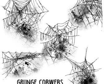 Grunge Spider Cobwebs Halloween Spiders Web - 5 PNG Transparent Images  Instant Download Digital Clip art