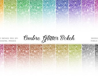 Ombre Glitter Bokeh 18 Backgrounds - Instant Download Digital Clipart for Invitations Cards Party design Backdrop Scrapbooking Kids Crafts