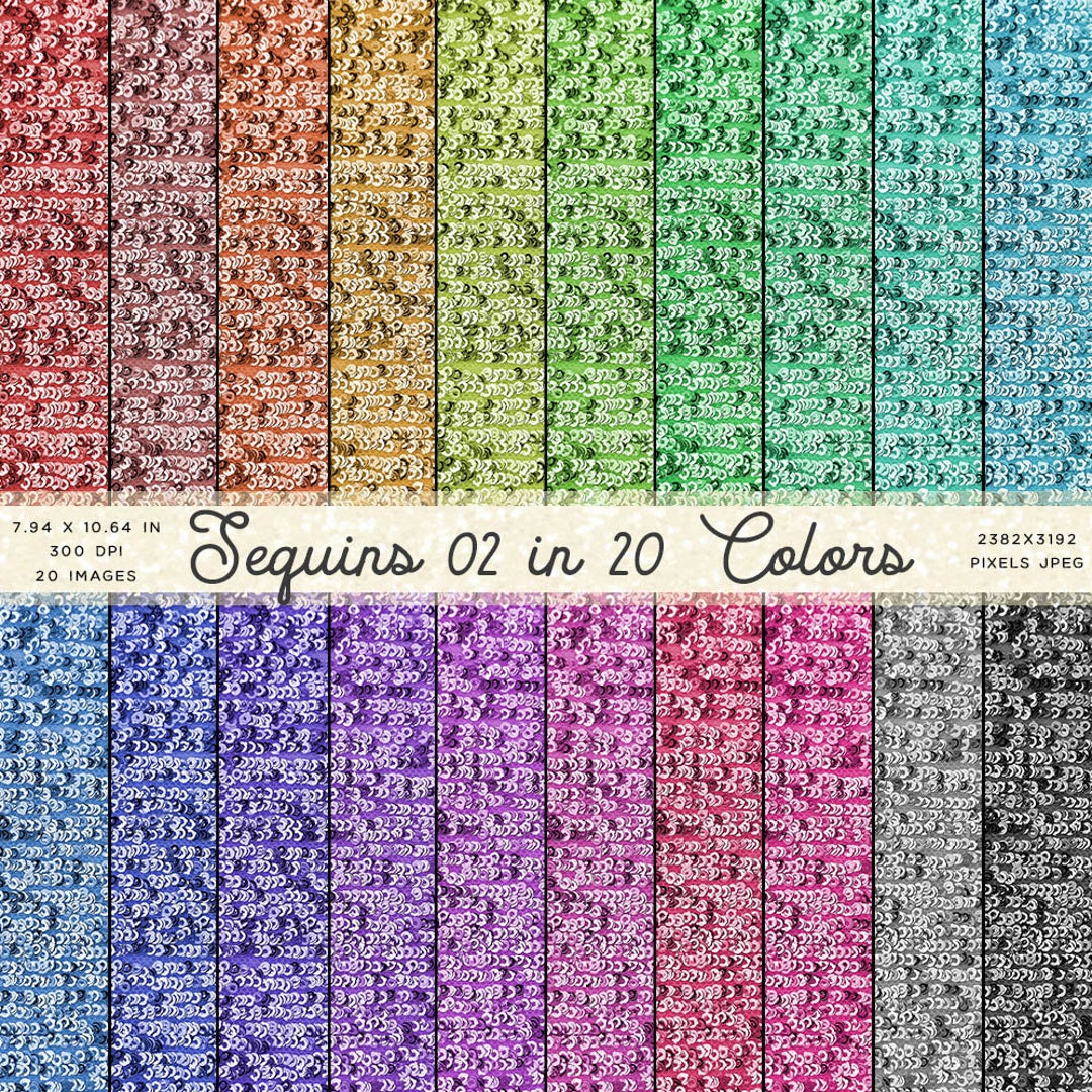 Sequins Group 02 in 20 Different Colors - Digital Paper for Text ...