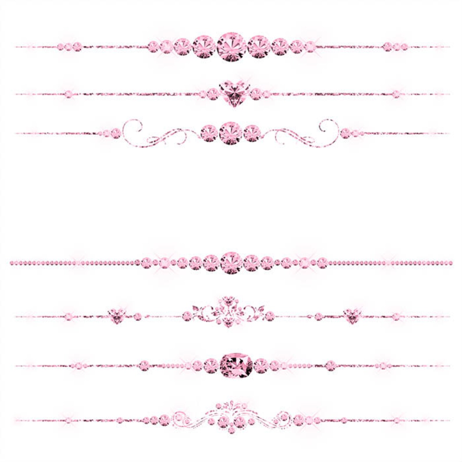 Pink Light Divider Light Pink Diamond Dividers Clip Art Gemstone - 7 PNG Transparent ...