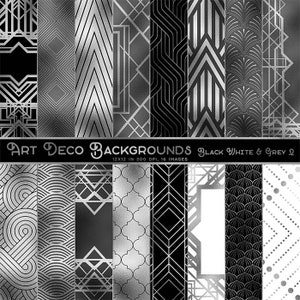 Art Deco White, Black And Grey Backgrounds Volume 2 - 16 Backgrounds JPGs High Resolution Images - Instant Download Digital Clip art