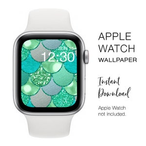 Apple Watch WALLPAPER - Mermaid Glitter Bokeh Teal - Instant Download - Watch Background Apple Watch face design