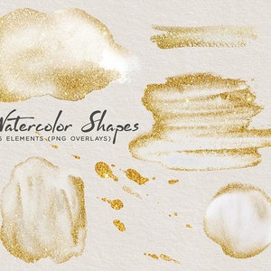 Watercolor Shapes 001 with Embellishments - 36 Hand painted Transparent PNG Overlays - Instant Download Digital Clipart