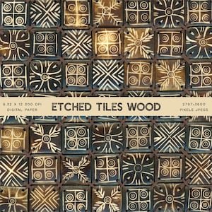 Etched Tiles made of Wood - Photo from Real Tile - Digital Paper for Text, Objects, Backgrounds Texture - Instant Download Digital Clip art